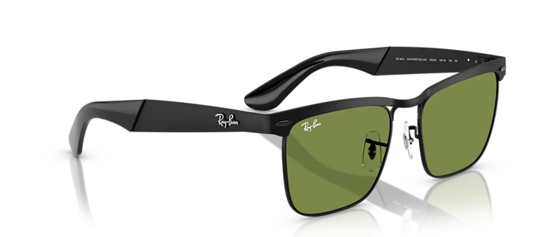 Dodatni prikaz 5: Ray-Ban Wayfarer deluxe RB3875 006/4E uniseks sunčane naočale – okvir u crnoj boji i leće u zelenoj boji