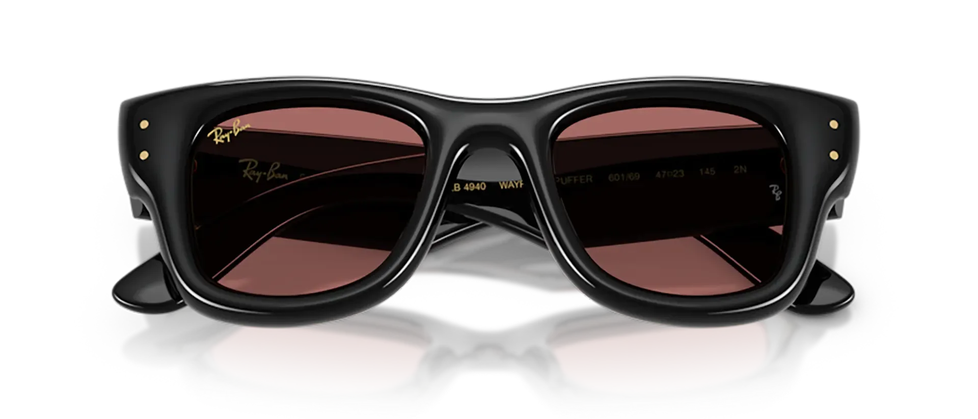 Dodatni prikaz 6: Ray-Ban Wayfarer puffer RB4940 601/69 uniseks sunčane naočale – okvir u crnoj boji i leće u ljubičastoj boji