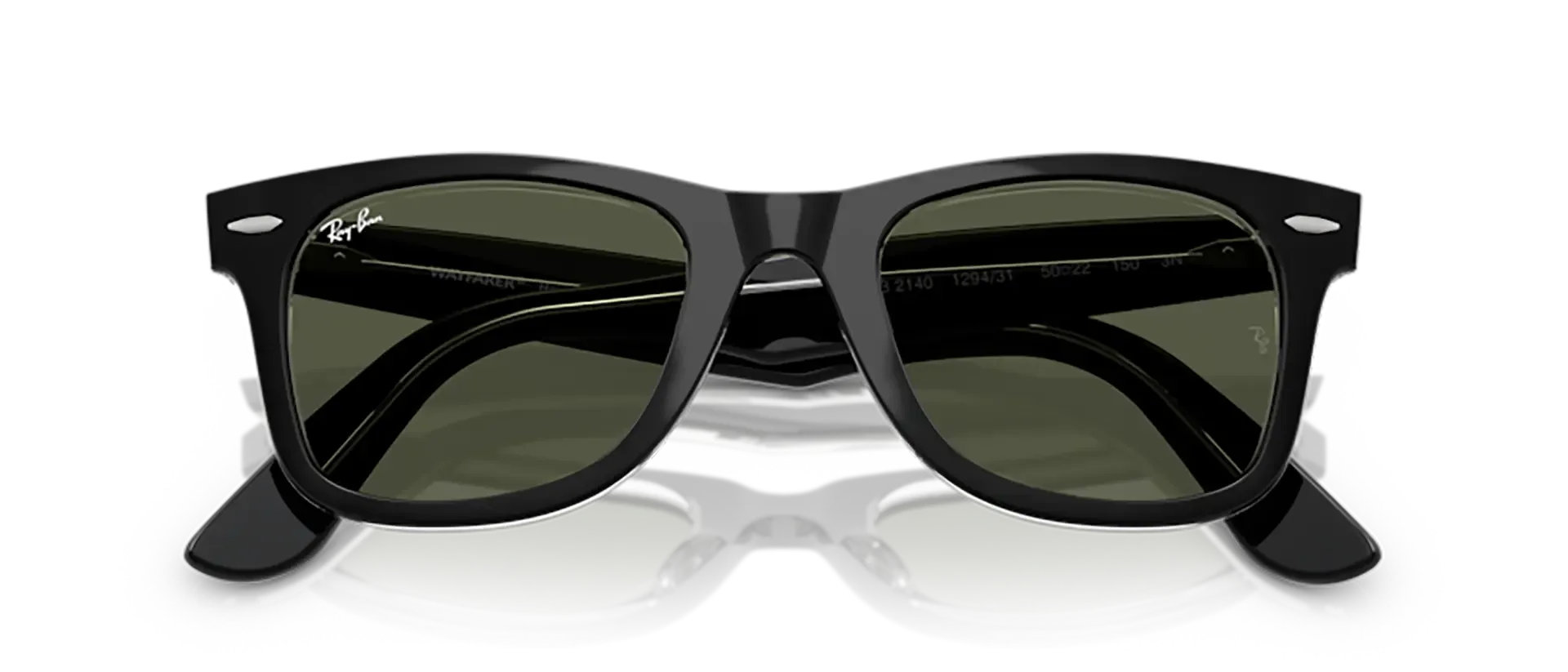 Dodatni prikaz 6: Ray-Ban Wayfarer RB2140 129431 uniseks sunčane naočale – okvir u crnoj boji i u prozirnoj izvedbi i leće u zelenoj boji