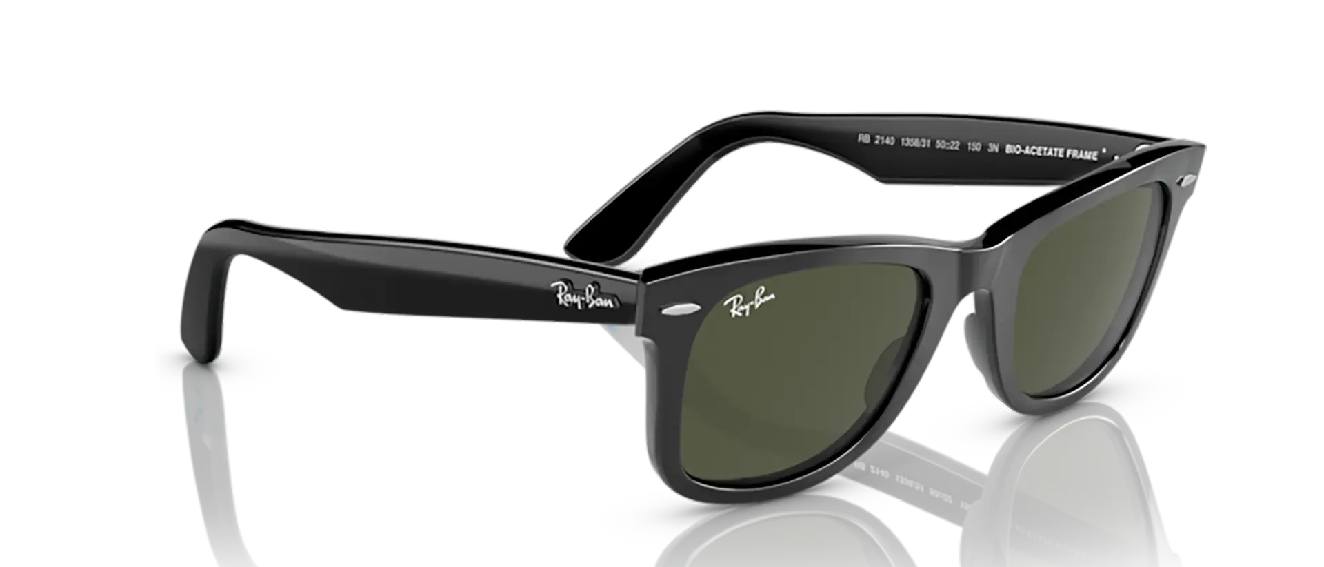 Dodatni prikaz 5: Ray-Ban Wayfarer RB2140 135831 uniseks sunčane naočale – okvir u crnoj boji i leće u zelenoj boji