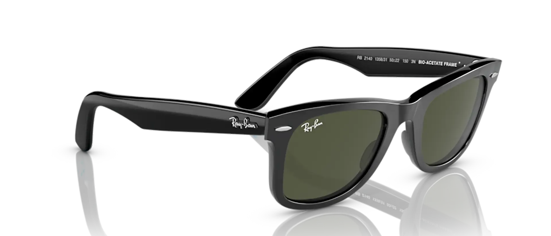 Dodatni prikaz 6: Ray-Ban Wayfarer RB2140 135831 uniseks sunčane naočale – okvir u crnoj boji i leće u zelenoj boji